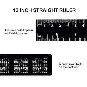 FUTGLOBAL Set of 3 Aluminum Engineering Scale Metal Ruler Set, Architectural Scale Rulers 12 Inch and 6 Inch Triangle Ruler and 12 Inch Straight Edge Ruler Drafting Tools for Architects, Draftsman