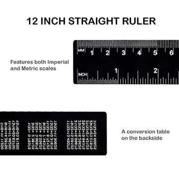 FUTGLOBAL Set of 3 Aluminum Engineering Scale Metal Ruler Set, Architectural Scale Rulers 12 Inch and 6 Inch Triangle Ruler and 12 Inch Straight Edge Ruler Drafting Tools for Architects, Draftsman