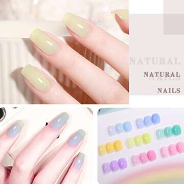 OPUIU 10 Pcs Pastel Jelly Gel Nail Polish Set Purple Pink Blue Icy Transparent Nude Gel Polish Kit Summer Translucent Sheer Nail Gel UV LED Diy Home