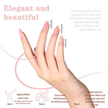 OPUIU 10 Pcs Pastel Jelly Gel Nail Polish Set Purple Pink Blue Icy Transparent Nude Gel Polish Kit Summer Translucent Sheer Nail Gel UV LED Diy Home