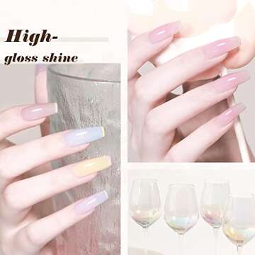 OPUIU 10 Pcs Pastel Jelly Gel Nail Polish Set Purple Pink Blue Icy Transparent Nude Gel Polish Kit Summer Translucent Sheer Nail Gel UV LED Diy Home