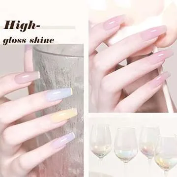 OPUIU 10 Pcs Pastel Jelly Gel Nail Polish Set Purple Pink Blue Icy Transparent Nude Gel Polish Kit Summer Translucent Sheer Nail Gel UV LED Diy Home