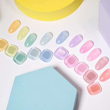 OPUIU 10 Pcs Pastel Jelly Gel Nail Polish Set Purple Pink Blue Icy Transparent Nude Gel Polish Kit Summer Translucent Sheer Nail Gel UV LED Diy Home