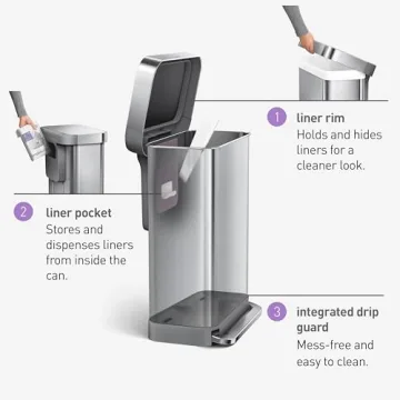 Simplehuman Stainless Steel Hands-Free Trash Can 45L