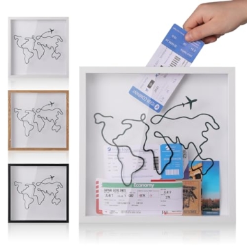 MUXIUNT Travel Adventure Archive Shadow Box For Memories,8&12Inch Concert Travel Ticket Stub Memory ...