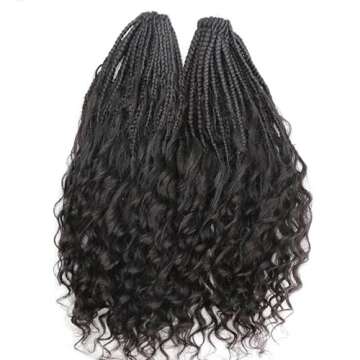 Crochet Human Hair Boho Box Braids with Human Hair Curls Pre-looped Crochet Braids Synthetic Braids with Human Hair Curly for Black Women 18inch 1Pack 40Strands