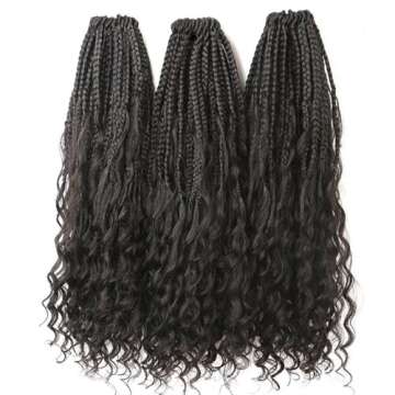 Crochet Human Hair Boho Box Braids with Human Hair Curls Pre-looped Crochet Braids Synthetic Braids with Human Hair Curly for Black Women 18inch 1Pack 40Strands