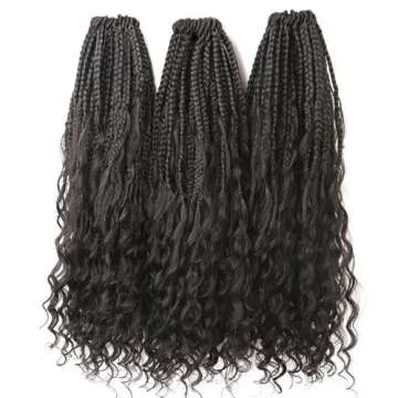 Crochet Human Hair Boho Box Braids with Human Hair Curls Pre-looped Crochet Braids Synthetic Braids with Human Hair Curly for Black Women 18inch 1Pack 40Strands