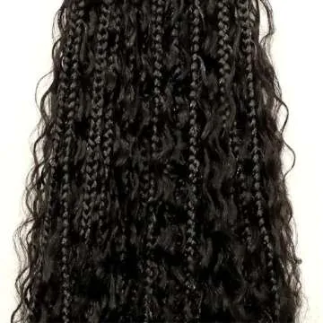 Crochet Human Hair Boho Box Braids with Human Hair Curls Pre-looped Crochet Braids Synthetic Braids with Human Hair Curly for Black Women 18inch 1Pack 40Strands