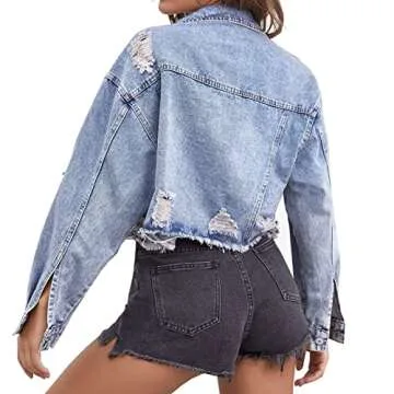 Trendy LONGYIDA Cropped Denim Jacket for Women