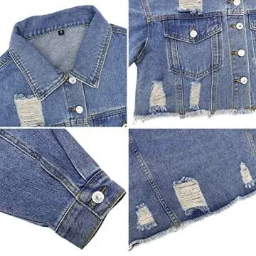 Trendy LONGYIDA Cropped Denim Jacket for Women