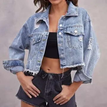Trendy LONGYIDA Cropped Denim Jacket for Women