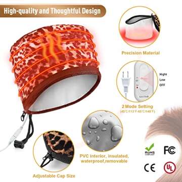 Luxebell Hair Steamer Deep Conditioning Heat Cap Adjustable Hair Care Heating Cap with Intelligent Protection, Sturdy Material, and 2 Reusable Shower Caps, Gifts for Women (Leopard)