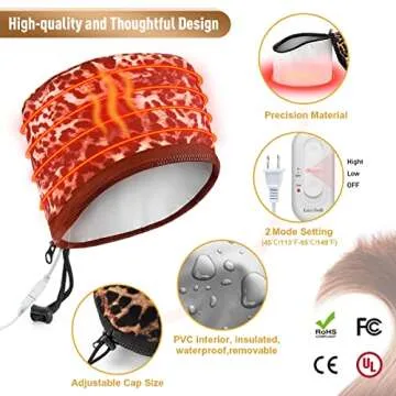 Luxebell Hair Steamer Deep Conditioning Heat Cap Adjustable Hair Care Heating Cap with Intelligent Protection, Sturdy Material, and 2 Reusable Shower Caps, Gifts for Women (Leopard)