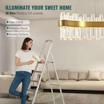 Siljoy Modern LED Crystal Chandelier, Luxury Brass Gold 2-Tiers K9 Crystal Raindrop Chandelier, Adjustable Height Linear Crystal Pendant Island Light for Living Dining Room Kitchen Island L30''