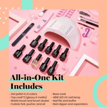 Beetles Nude Pink Gel Nail Polish Kit with UV Lamp