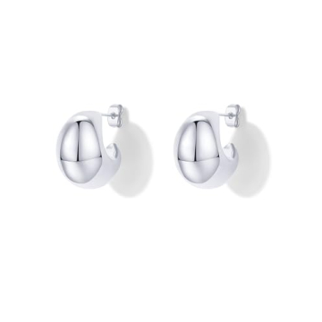 PAVOI Rhodium Plated Lightweight Statement Hoop Earrings