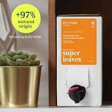 ATTITUDE Foaming Hand Soap, EWG Verified, Plant and Mineral-Based Ingredients, Vegan and Cruelty-free Personal Care Products, Orange Leaves, Bulk Refill, 67.62 Fl Oz