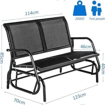 Esright Outdoor Glider Bench for Outside Patio Gliders Porch Glider Swing Loveseat with Steel Frame for Backyard Garden for 2 Persons