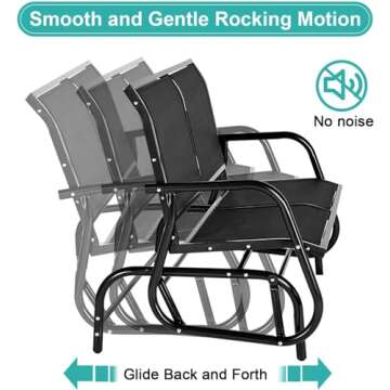 Esright Outdoor Glider Bench for Outside Patio Gliders Porch Glider Swing Loveseat with Steel Frame for Backyard Garden for 2 Persons