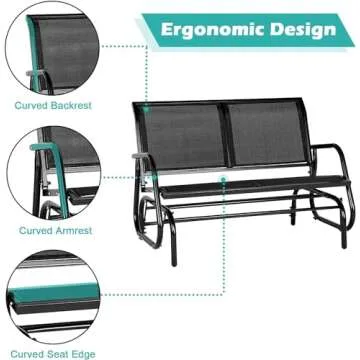 Esright Outdoor Glider Bench for Outside Patio Gliders Porch Glider Swing Loveseat with Steel Frame for Backyard Garden for 2 Persons