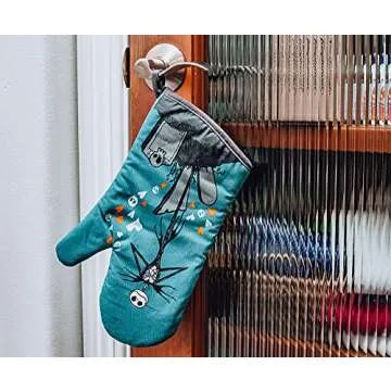 Ukonic The Nightmare Before Christmas Jack and Sally Oven Mitt | Official Disney Kitchen Accessories and Household Items, Housewarming Gift | Thick Heat Resistant Gloves for Cooking and Baking