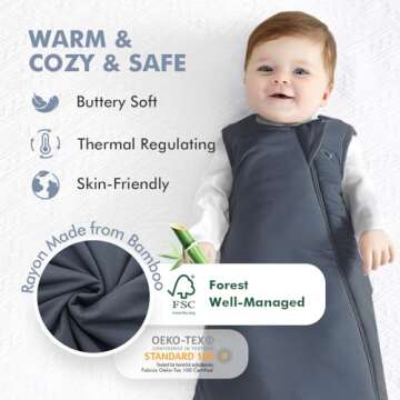 HAPIU Unisex Rayon Made from Bamboo Baby Sleep Sack TOG 1.0, 2-Way Zipper YKK, Wearable Blanket Baby...