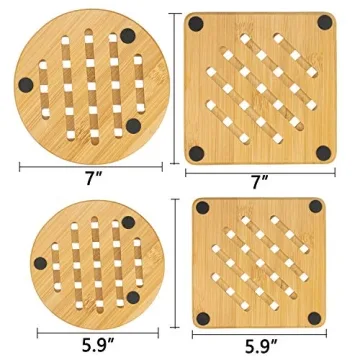 Lawei Bamboo Trivet Set Durable Heat Resistant Coasters