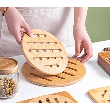 Lawei Bamboo Trivet Set Durable Heat Resistant Coasters