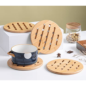 Lawei Bamboo Trivet Set Durable Heat Resistant Coasters