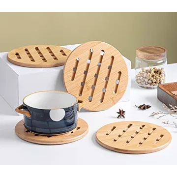 Lawei Bamboo Trivet Set Durable Heat Resistant Coasters