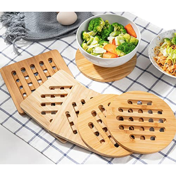 Lawei Bamboo Trivet Set Durable Heat Resistant Coasters
