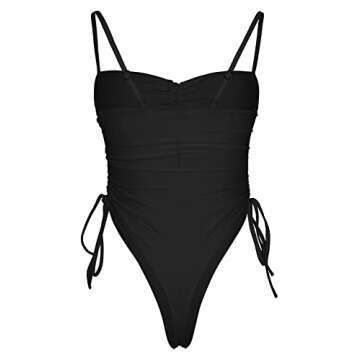 ioiom Womens Spaghetti Strap Sexy High Cut One Piece Swimsuit Black M
