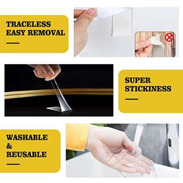 Kelasy Extra Large Double Sided Tape Heavy Duty, Clear, 1.2" x 200"