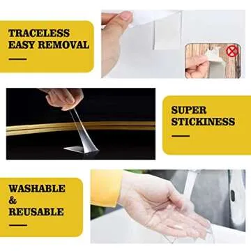 Kelasy Extra Large Double Sided Tape Heavy Duty, Clear, 1.2" x 200"