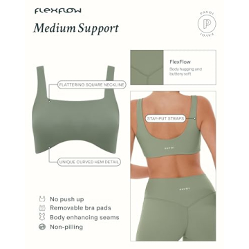 PAVOI ACTIVE FlexFlow Yoga Bra - Medium Support & Comfort