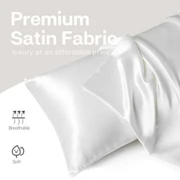 MR&HM Satin Pillowcase for Hair and Skin, Silk Satin Pillowcase 2 Pack, Standard Size Pillow Cases Set of 2, Silky Pillow Cover with Envelope Closure (20x26, Ivory)