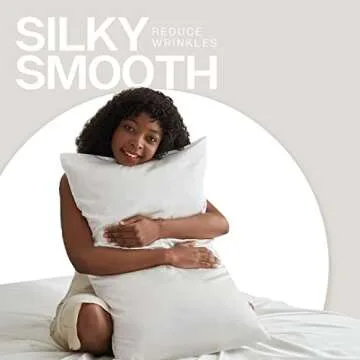 MR&HM Satin Pillowcase for Hair and Skin, Silk Satin Pillowcase 2 Pack, Standard Size Pillow Cases Set of 2, Silky Pillow Cover with Envelope Closure (20x26, Ivory)