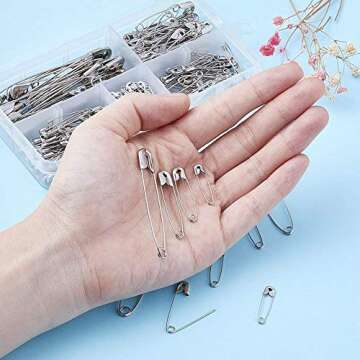 KISSITTY Multi-Size Safety Pins Set - 220-Count for Secure Crafting and Quick Repairs