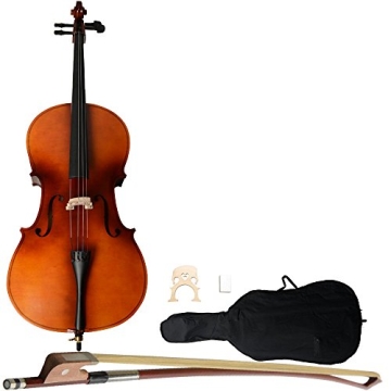 Full Size 4/4 Cello,Handmade Varnish Solid Wood Cello Kit with Bag, Bow, Rosin for Adults Student Be...