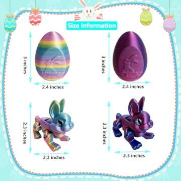 QBvuj 3D Printed Easter Eggs with Bunny Inside, Perfect for Easter Baskets and Gifts