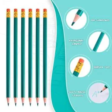 Zhanmai 24 Pieces Checking Erasable Pencils Pencils Pre-Sharpened #2 HB with Erasable Tops for Checking Map Coloring Tests Grading(Green)