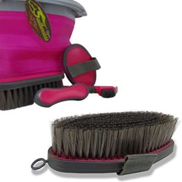 Collapsible Grooming Kit with Bucket and Tools for Horses