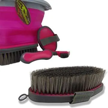 Collapsible Grooming Kit with Bucket and Tools for Horses