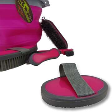 Collapsible Grooming Kit with Bucket and Tools for Horses