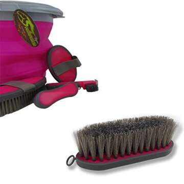 Collapsible Grooming Kit with Bucket and Tools for Horses