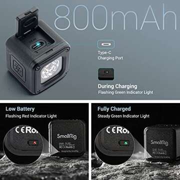 SmallRig RM01 Mini LED Video Light (3 Pack), Watreproof Portable Lighting Kit with 8 Color Filters, Dimmable Fill Photography Light 5600K CRI95 for Smartphone, Action and DSLR Camera