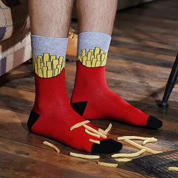 HSELL Funny Mens Colorful Dress Socks Fun Novelty Patterned Crazy Design Socks (12 Pairs - Donuts)