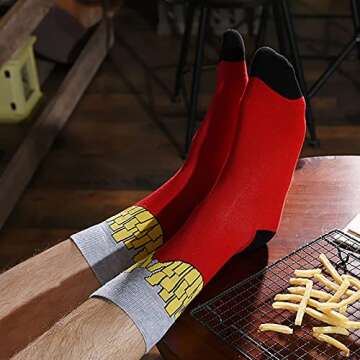 HSELL Funny Mens Colorful Dress Socks Fun Novelty Patterned Crazy Design Socks (12 Pairs - Donuts)