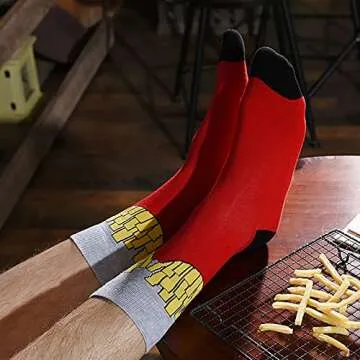 HSELL Funny Mens Colorful Dress Socks Fun Novelty Patterned Crazy Design Socks (12 Pairs - Donuts)